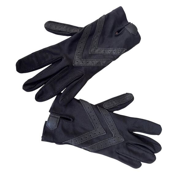 Vintage Isotoner Black Lined Winter Driving Gloves Leather Trim One Size 1980s - Picture 9 of 11